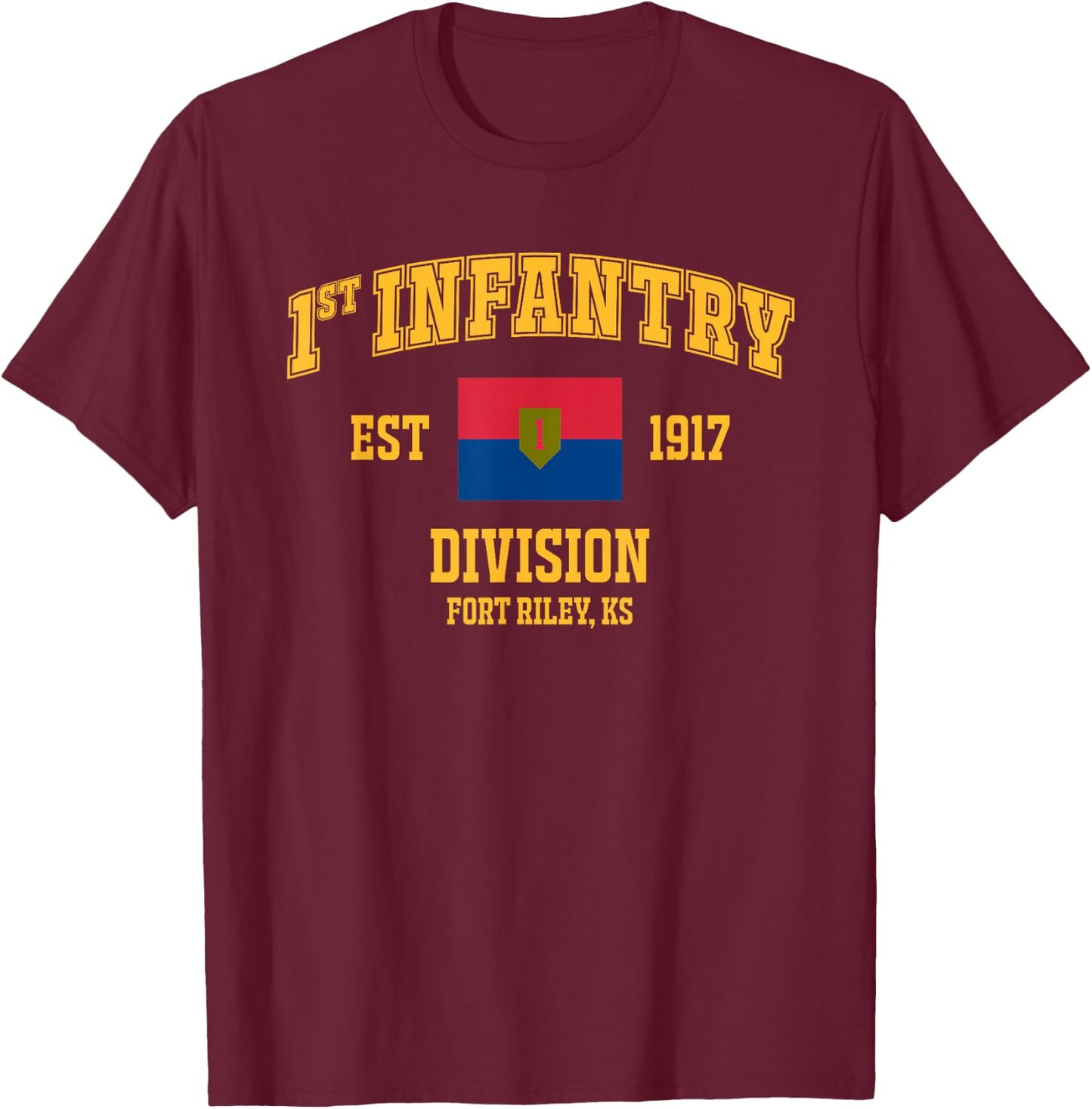 1st Infantry Division Army Big Red One T-Shirt - T-Shirt | Maroon
