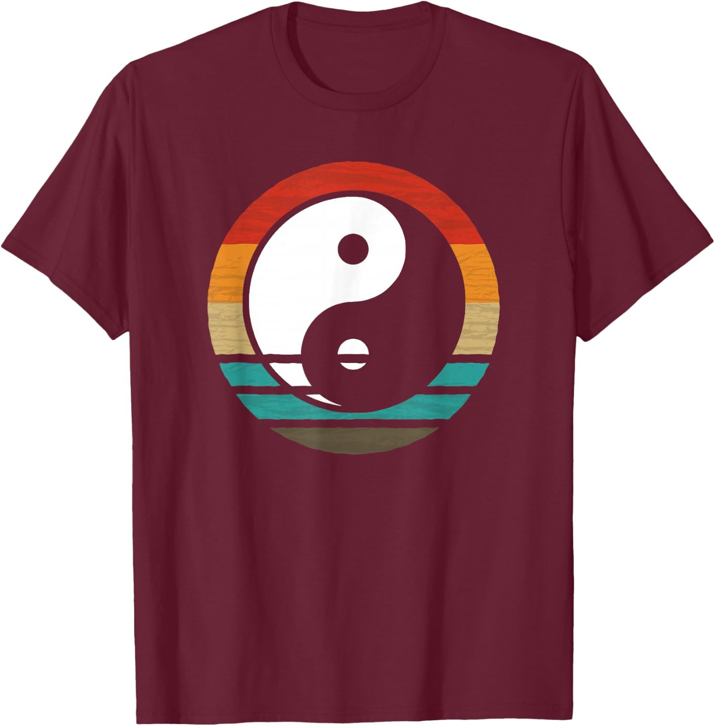 Yin Yang Retro Style Vintage T-Shirt - T-Shirt | Maroon