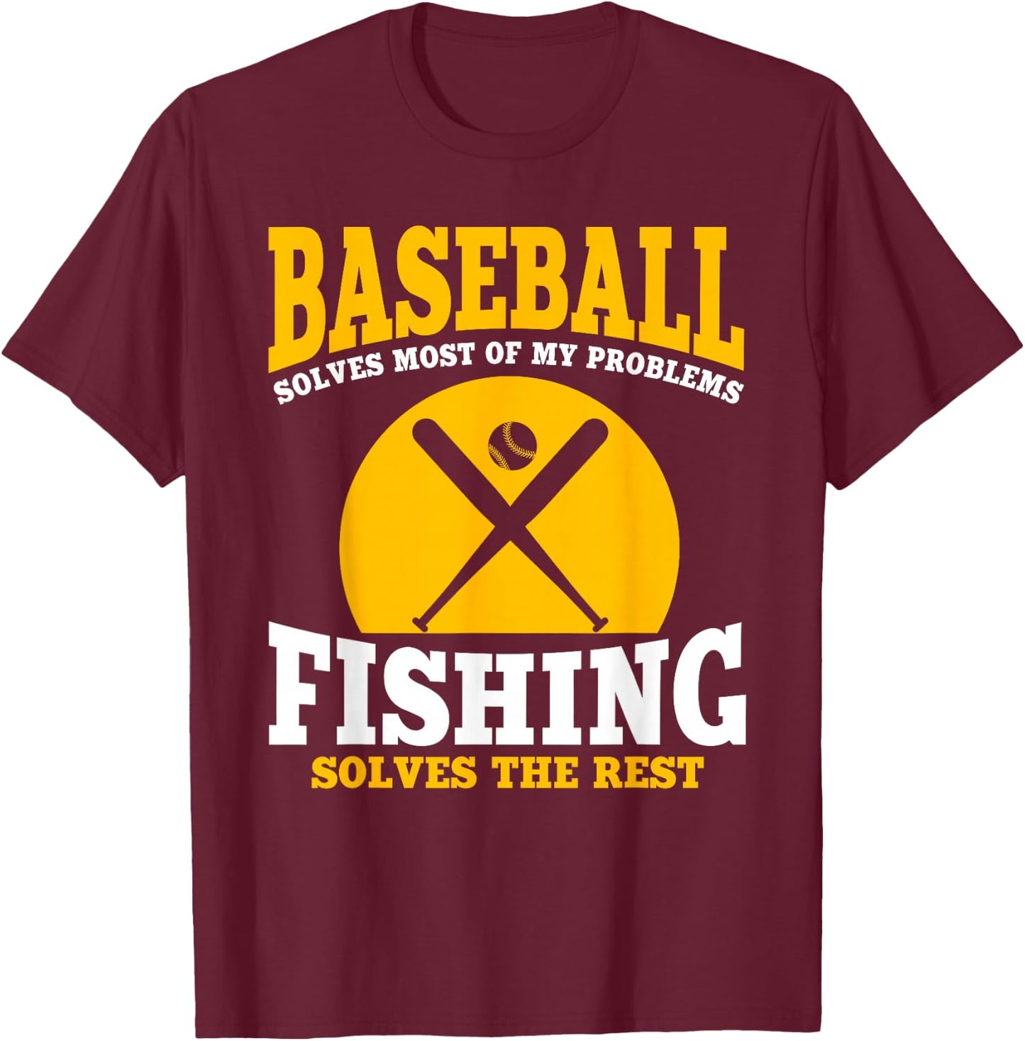 Funny Baseball And Fishing Outfit Love Catch Fish T-Shirt - T-Shirt | Maroon
