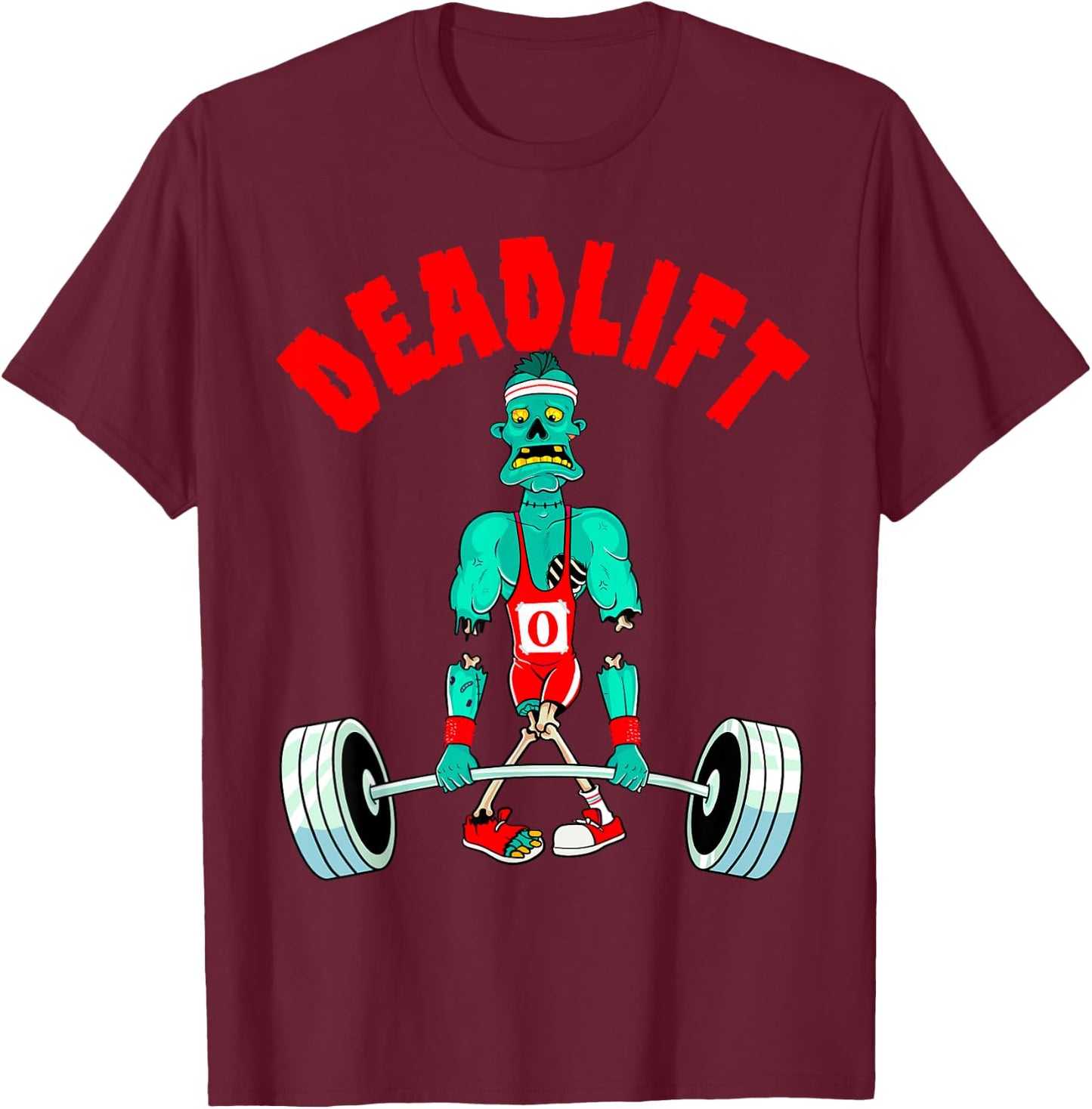 Halloween Workout Zombie Deadlift Weightlifting Men Women T-Shirt - T-Shirt | Maroon