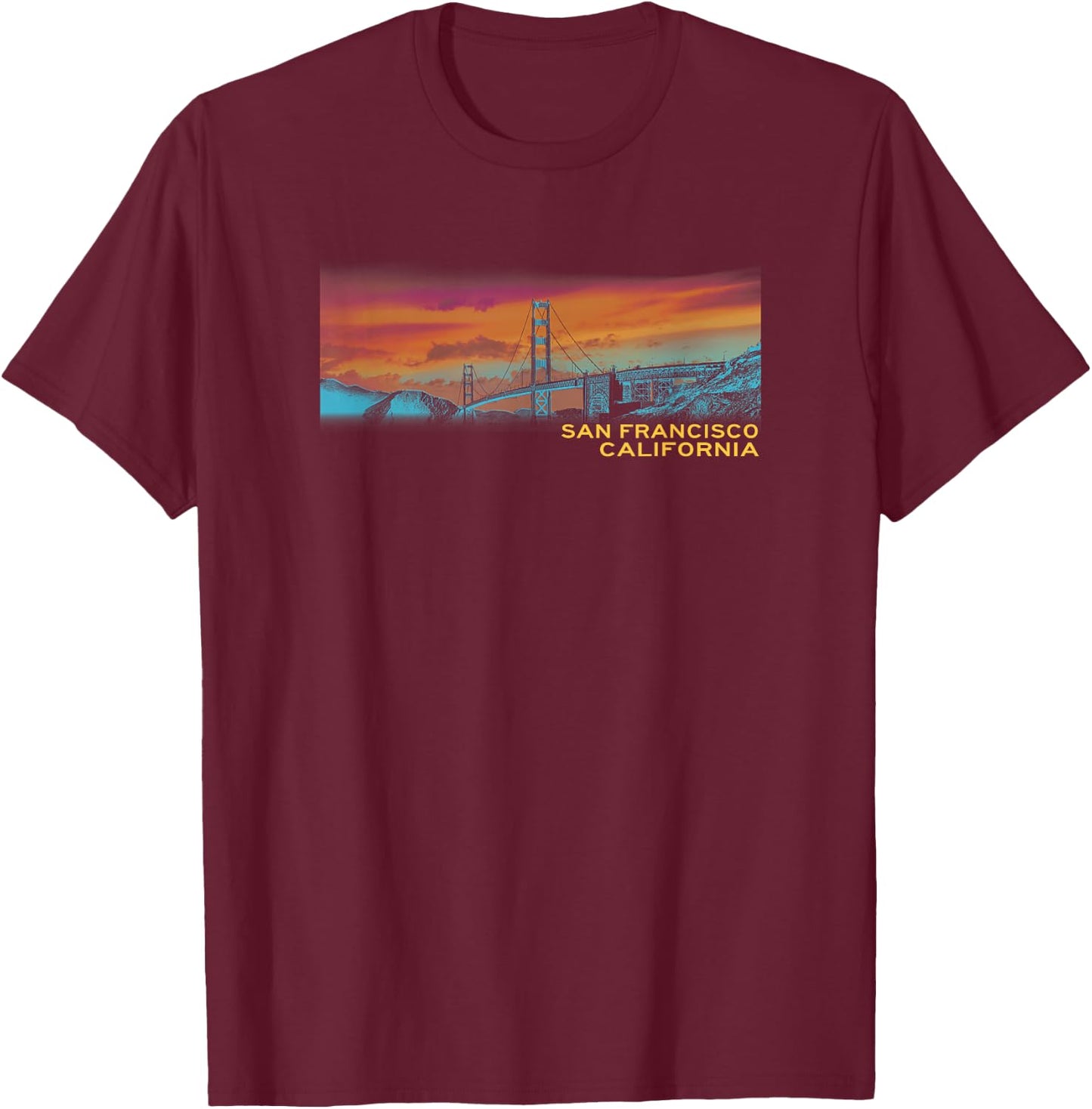 Golden Gate Bridge San Francisco, California T-Shirt - T-Shirt | Maroon