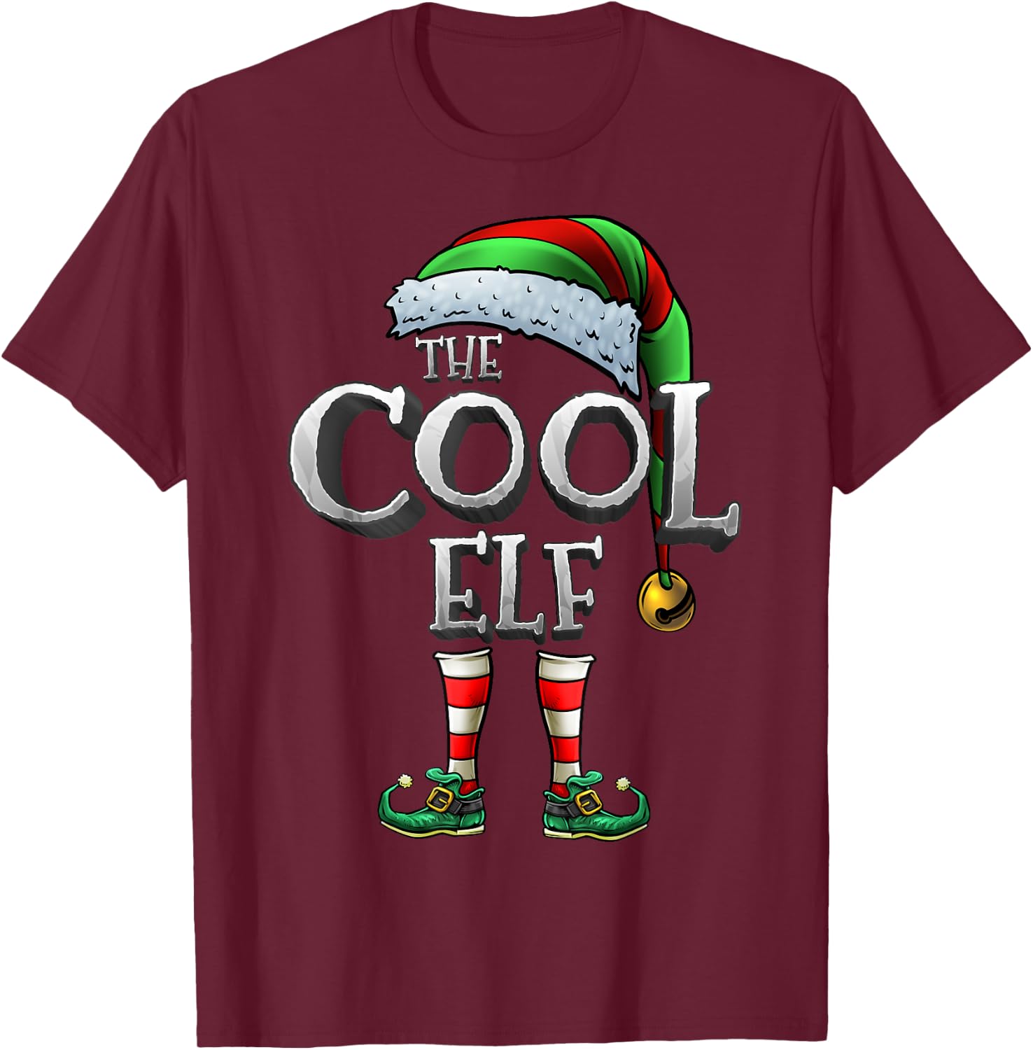The Cool Elf Shirt Matching Family Cool Christmas Elf T-Shirt - T-Shirt | Maroon