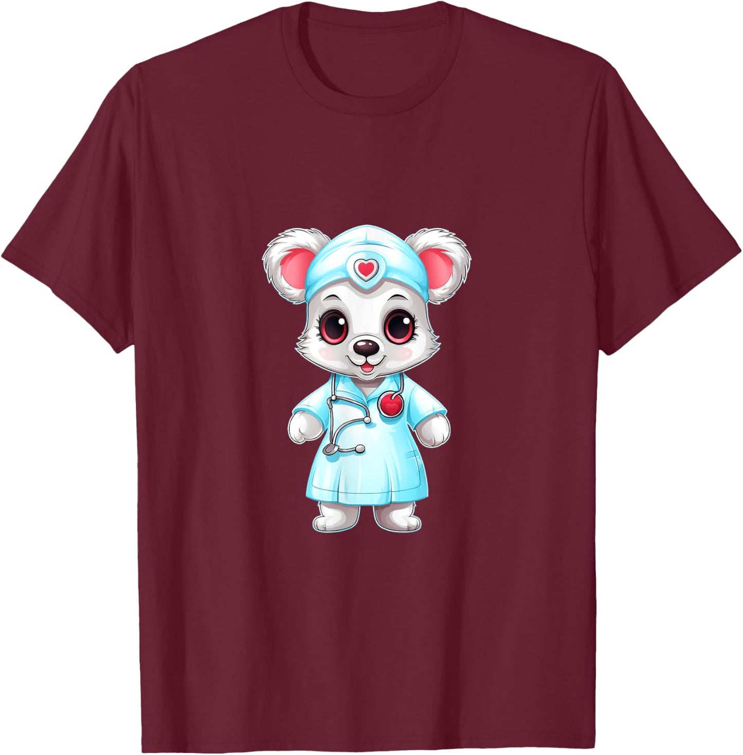 Bear Nurse RN Nursing Stethoscope Nurses T-Shirt - T-Shirt | Maroon