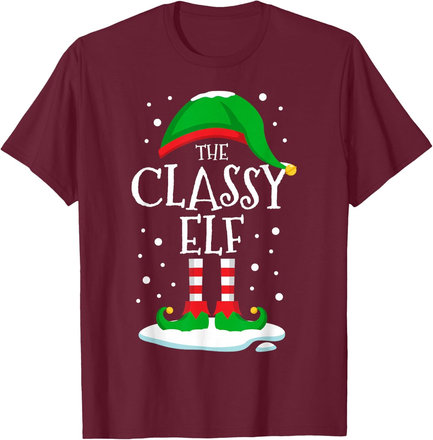 The Classy Elf Christmas Family Matching Xmas Group Funny T-Shirt - T-Shirt | Maroon