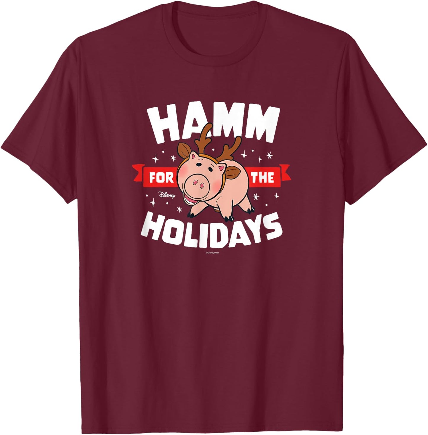 Toy Story - Hamm For The Holidays T-Shirt - T-Shirt | Maroon