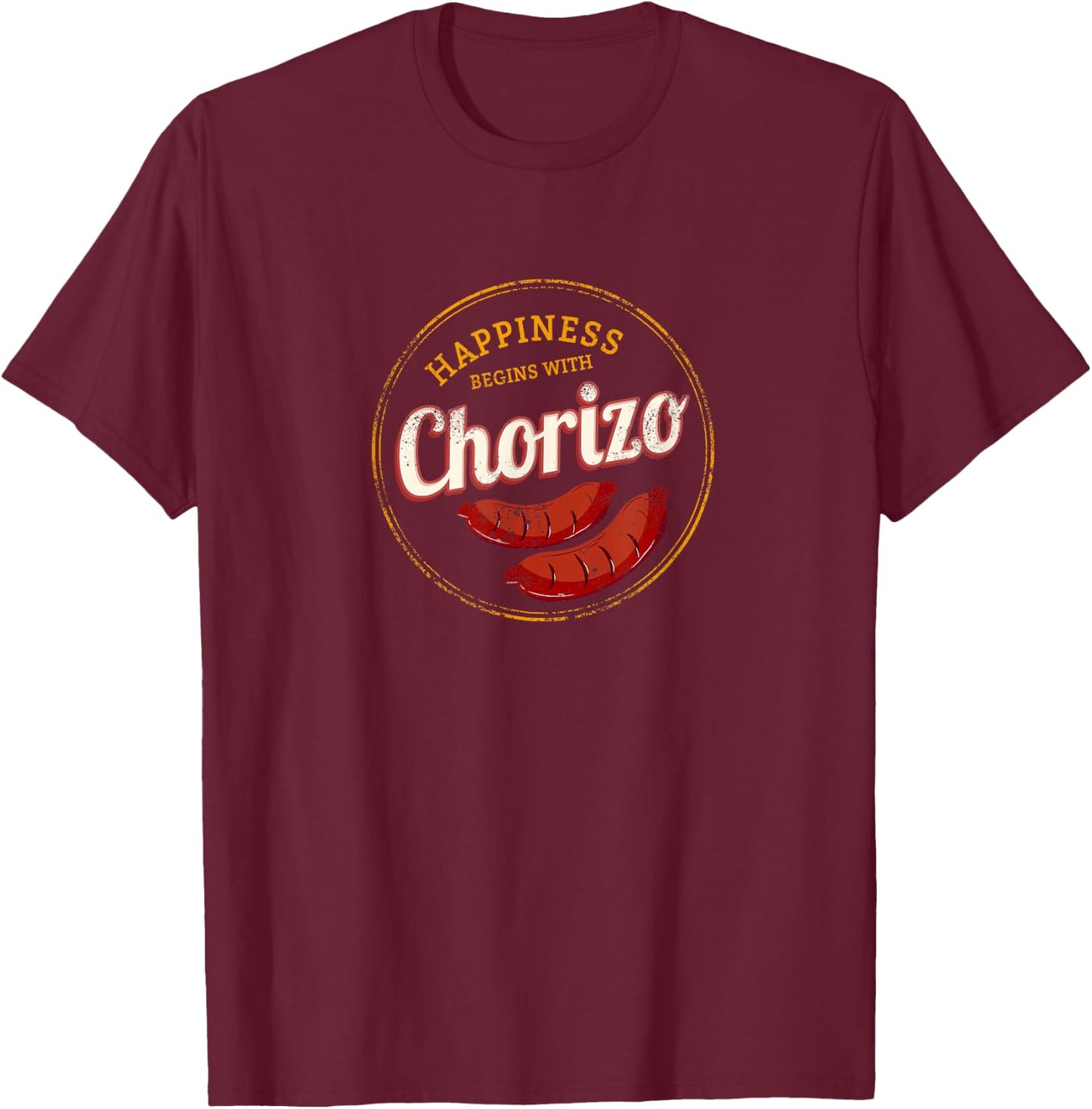 Chorizo Retro Sausage Vintage BBQ Gourmet Barbecue Souvenir T-Shirt - T-Shirt | Maroon