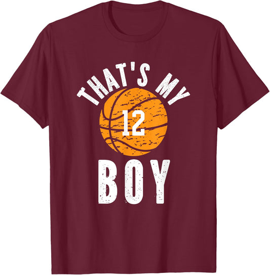 That's My Boy Basketball Number 12 T-Shirt - T-Shirt | Maroon