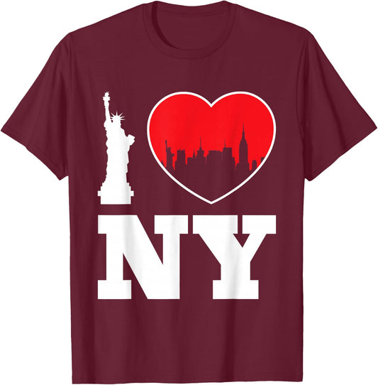 New York City Skyline Gift Big Apple State Souvenir NYC T-Shirt - T-Shirt | Maroon