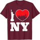 New York City Skyline Gift Big Apple State Souvenir NYC T-Shirt - T-Shirt | Maroon