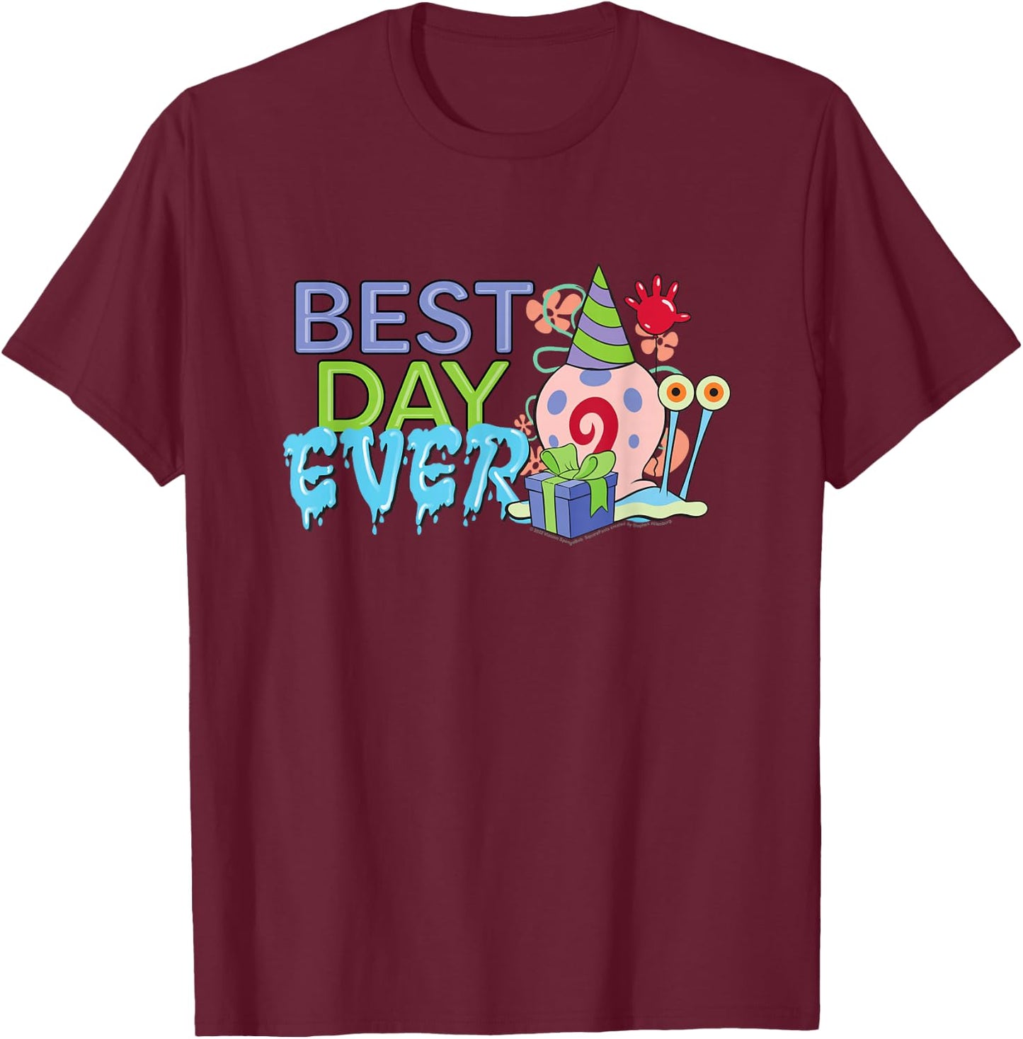 Spongebob Squarepants Best Day Ever Gary Birthday T-Shirt - T-Shirt | Maroon
