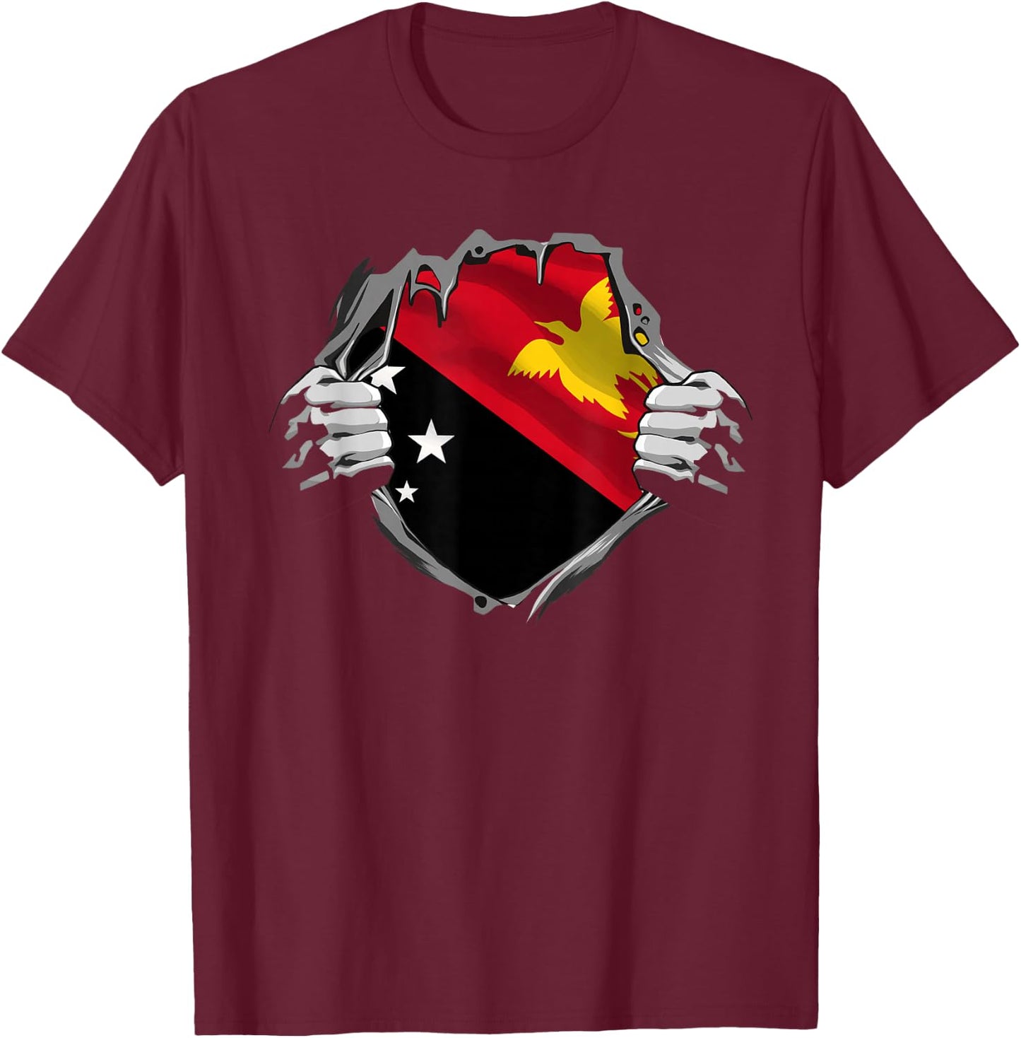 Funny Papua New Guinea Flag Country Oceania T-Shirt - T-Shirt | Maroon