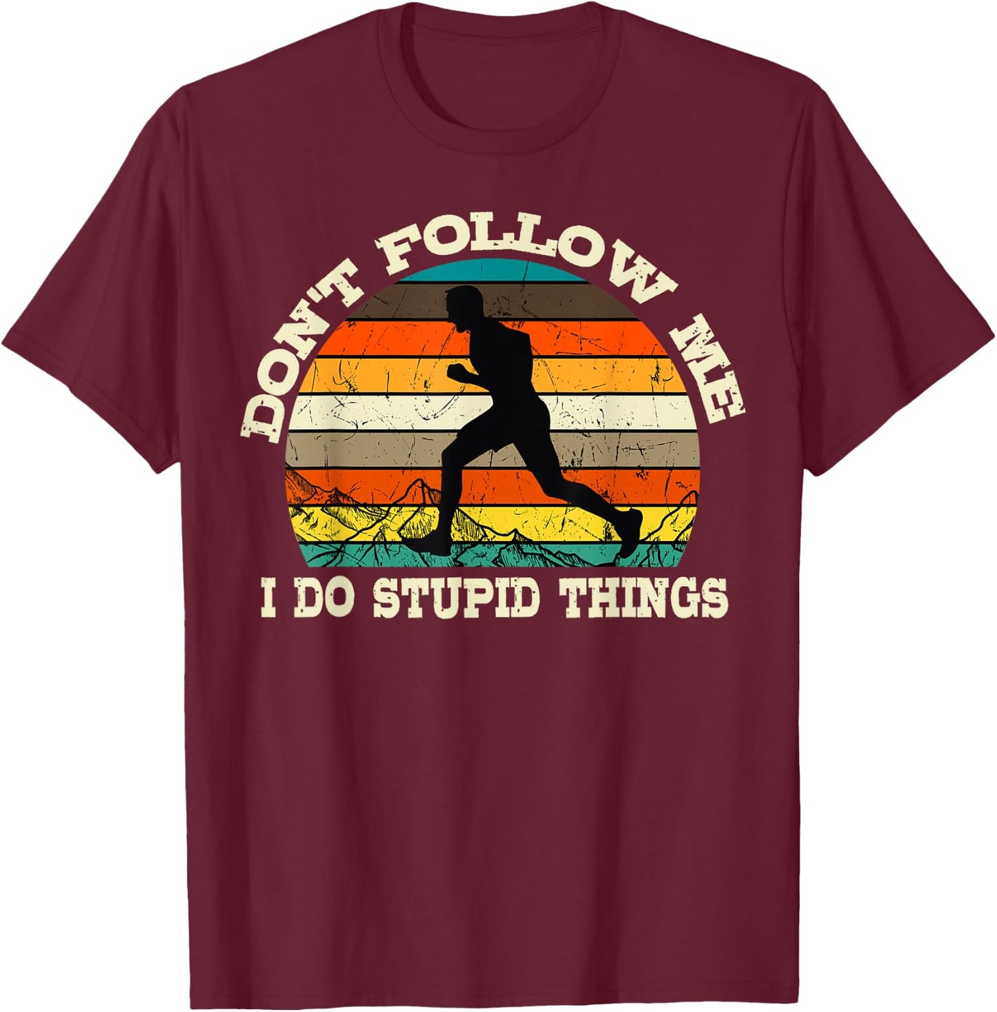Trail Running Retro Vintage Ultra Runner Mountain Sport T-Shirt - T-Shirt | Maroon