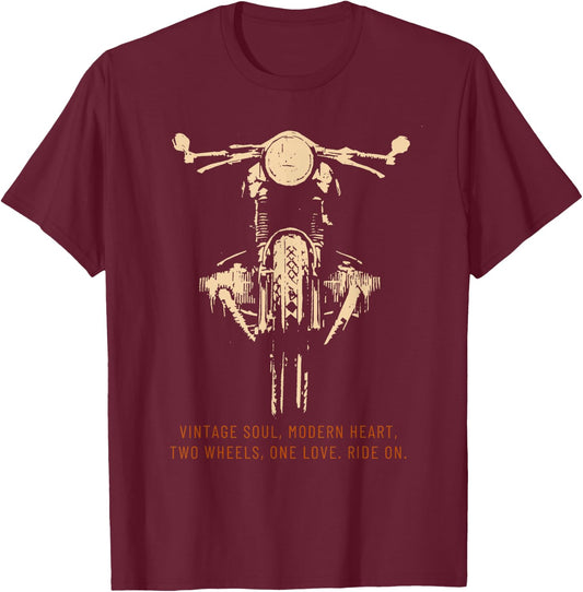 Vintage Motorcycle: Biker Rider Vintage Men's T-Shirt - T-Shirt | Maroon