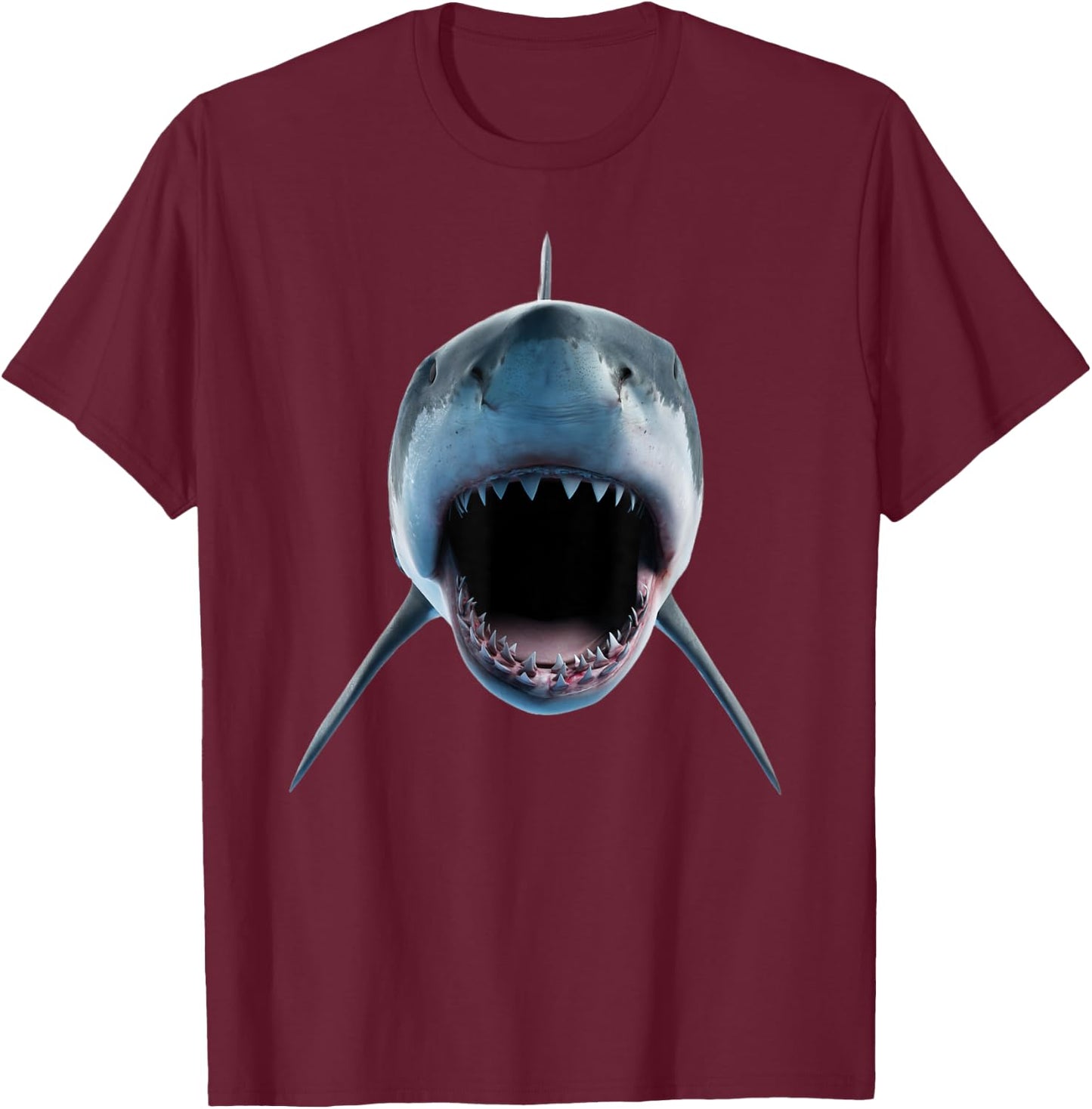 realistic great white shark Attack for lovers of Fish Ocean T-Shirt - T-Shirt | Maroon