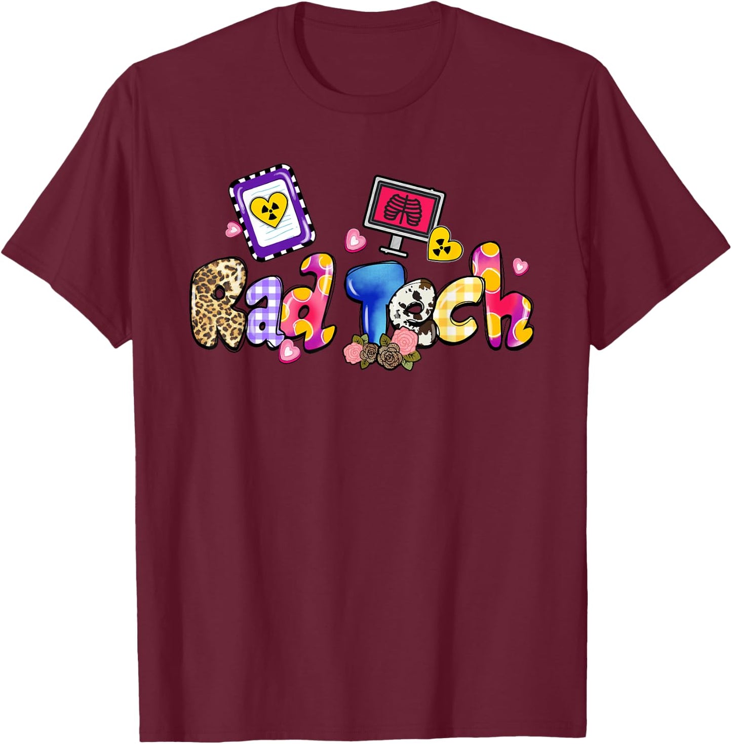Rad Tech Leopard Funny Rad Tech Gifts T-Shirt - T-Shirt | Maroon