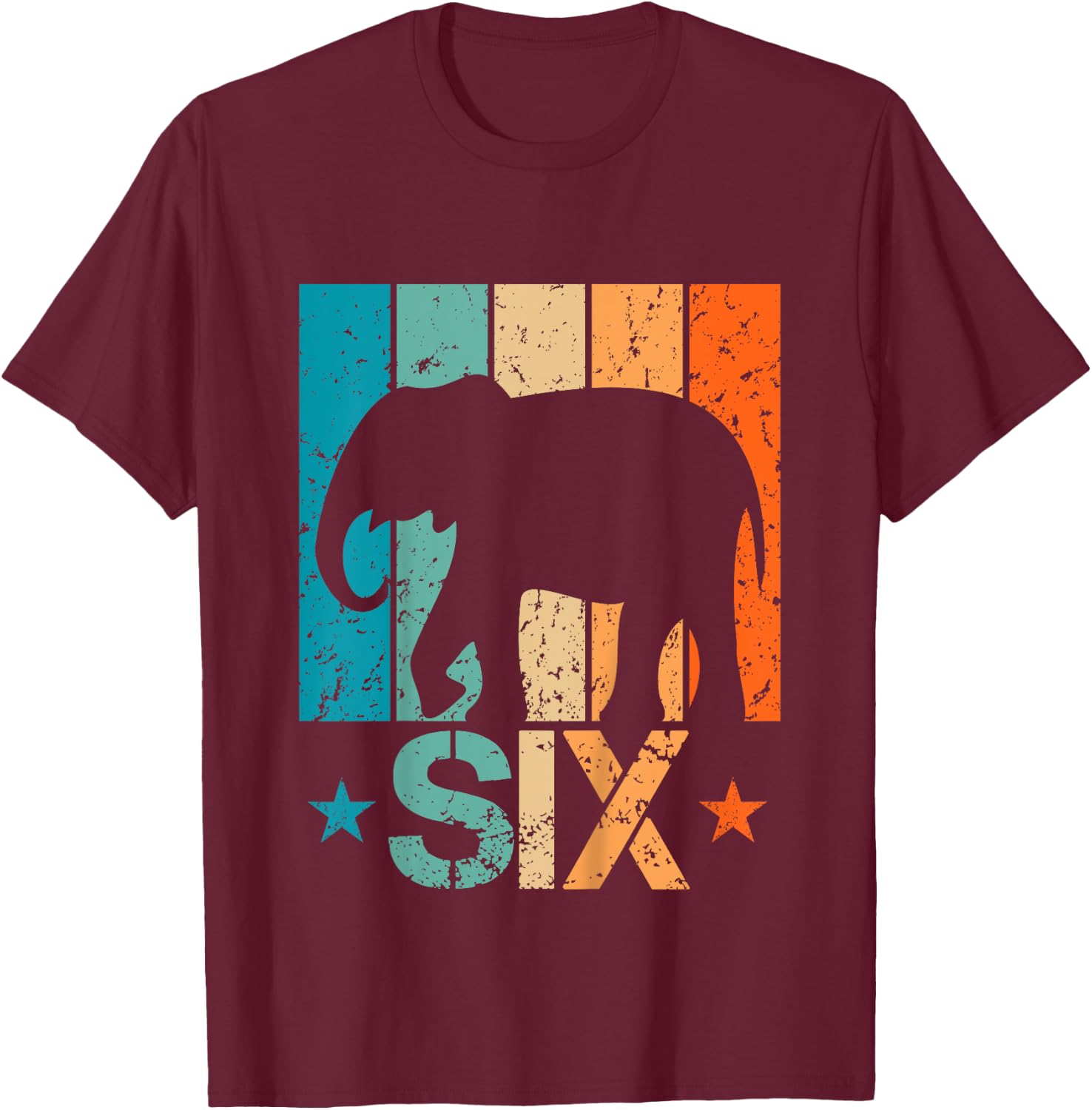 Funny 6th Elephant Birthday 6 Year Old Birthday Elephant T-Shirt - T-Shirt | Maroon