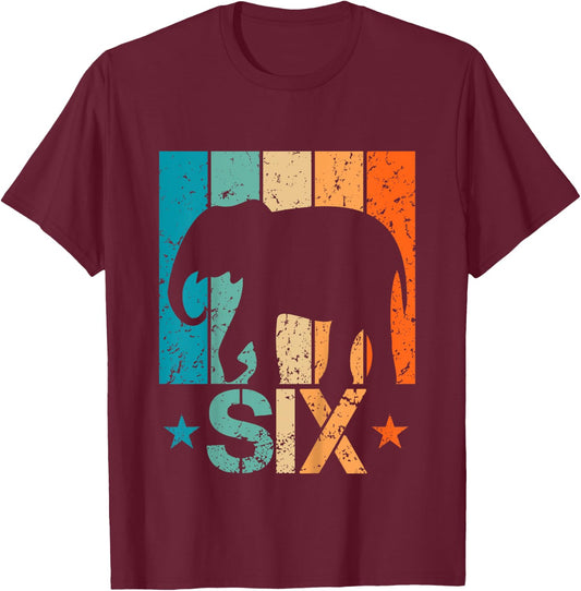 Funny 6th Elephant Birthday 6 Year Old Birthday Elephant T-Shirt - T-Shirt | Maroon