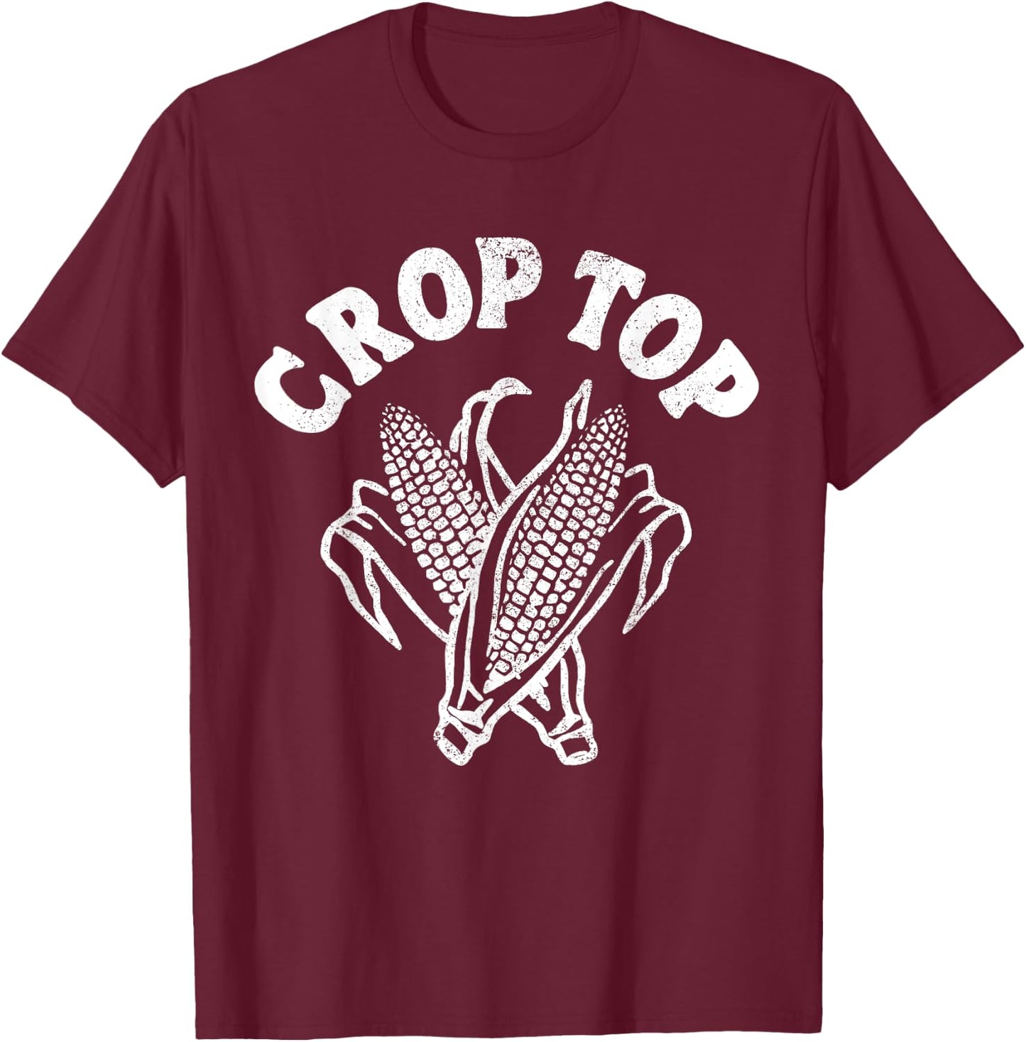 Funny Crop Top Corn T-Shirt - T-Shirt | Maroon