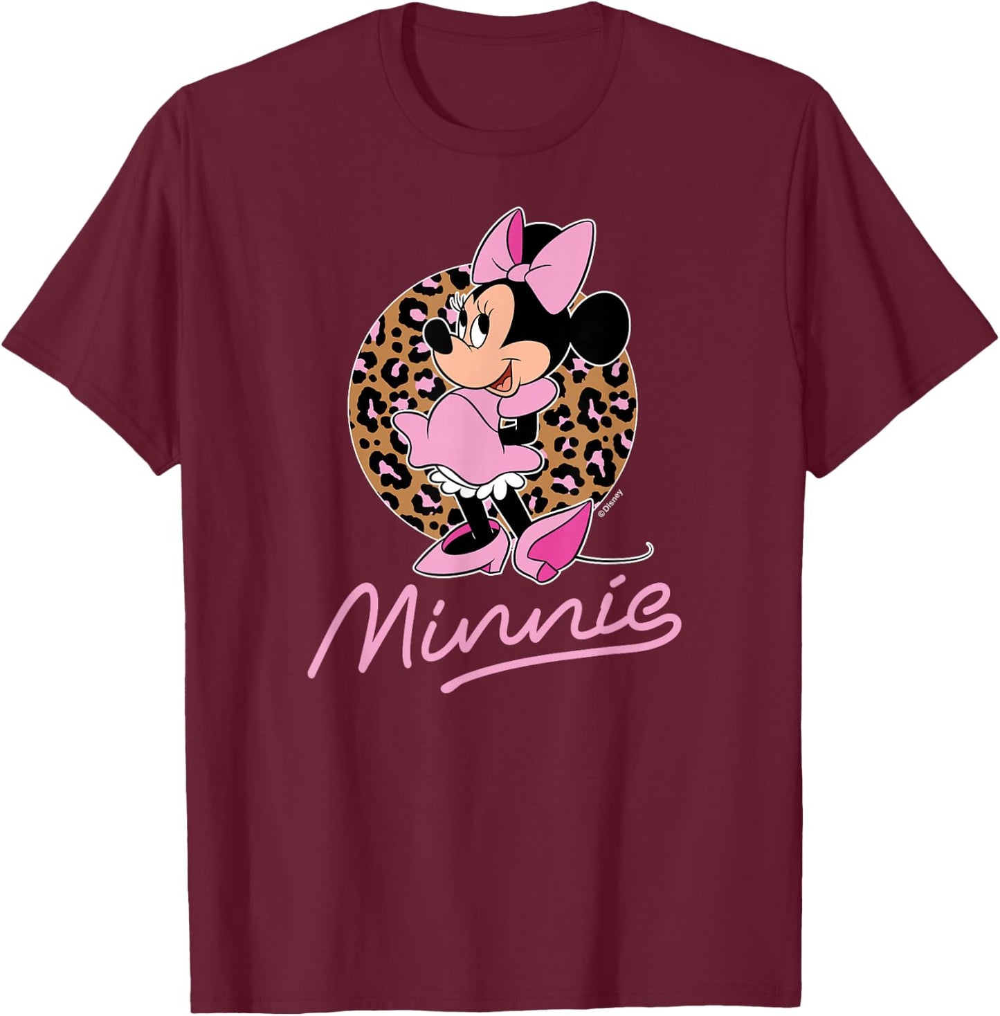 Disney - Minnie Leopard Print T-Shirt - T-Shirt | Maroon