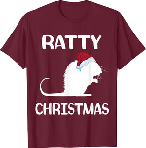 Ratty Christmas Santa Hat Rat Rodent Owner Mouse Rat Lover T-Shirt - T-Shirt | Maroon