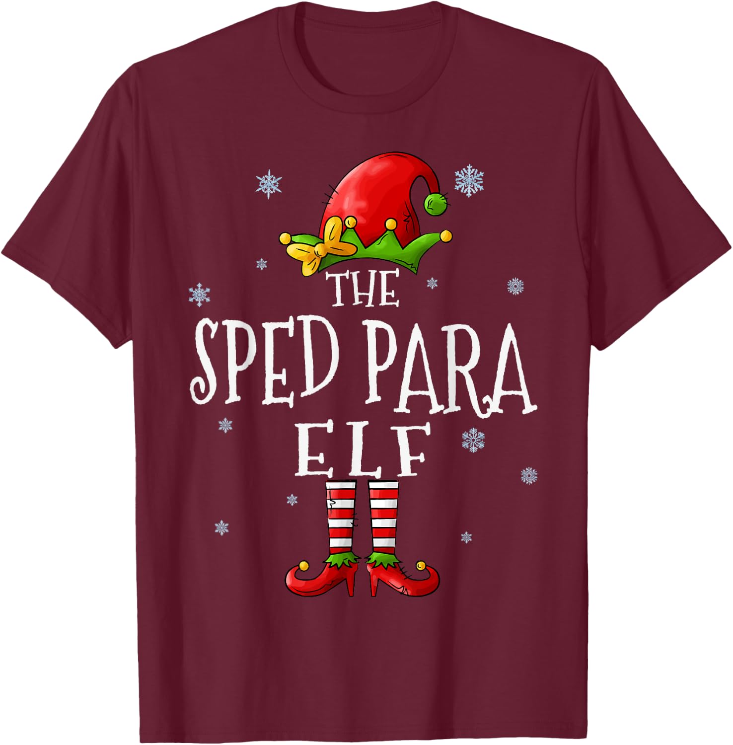 The Sped Para Elf Squad Funny Xmas Groupe Matching Christmas T-Shirt - T-Shirt | Maroon