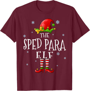 The Sped Para Elf Squad Funny Xmas Groupe Matching Christmas T-Shirt - T-Shirt | Maroon