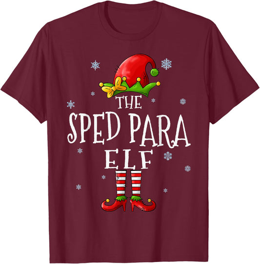The Sped Para Elf Squad Funny Xmas Groupe Matching Christmas T-Shirt - T-Shirt | Maroon