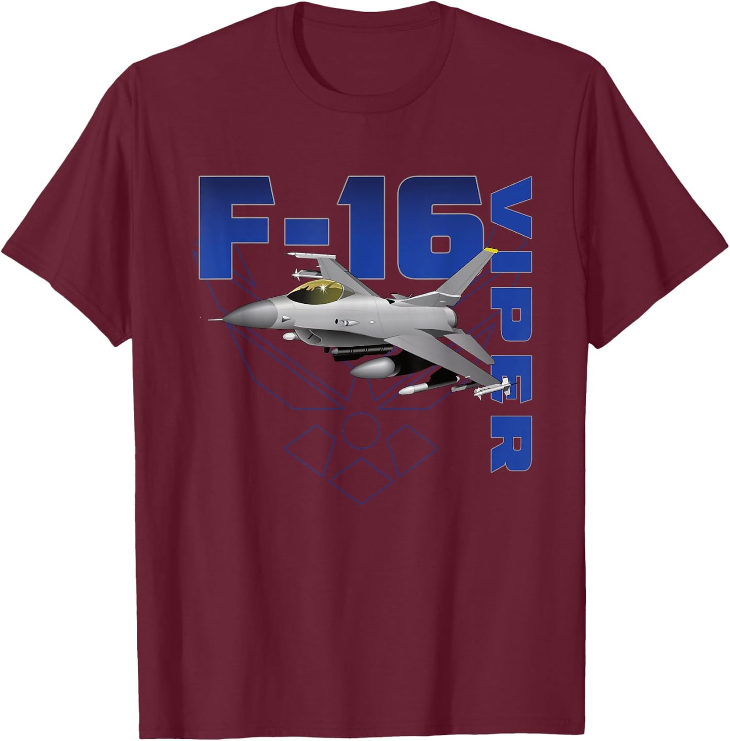 F-16 Viper Historic US Military Aircraft T-Shirt - T-Shirt | Maroon