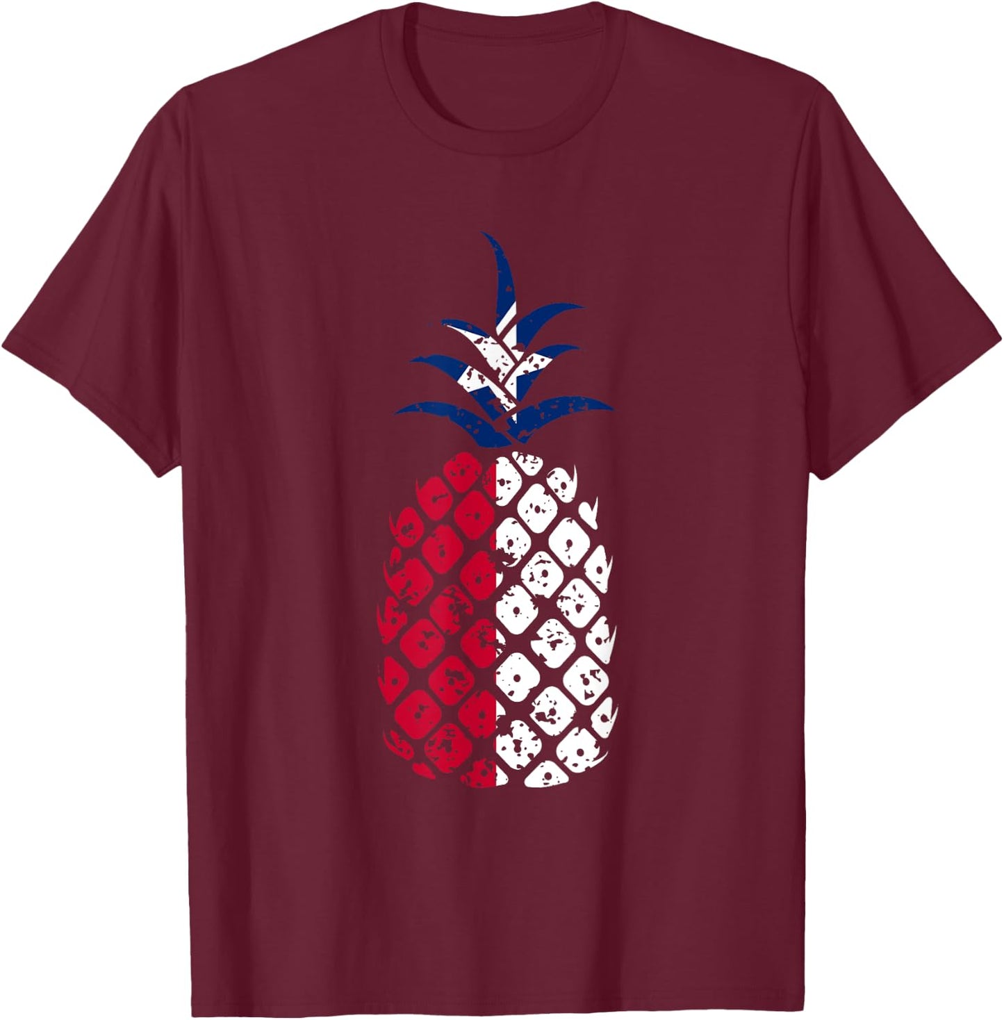 Texas Flag Pineapple | Distressed Tropical Fruit Texan Girl T-Shirt - T-Shirt | Maroon