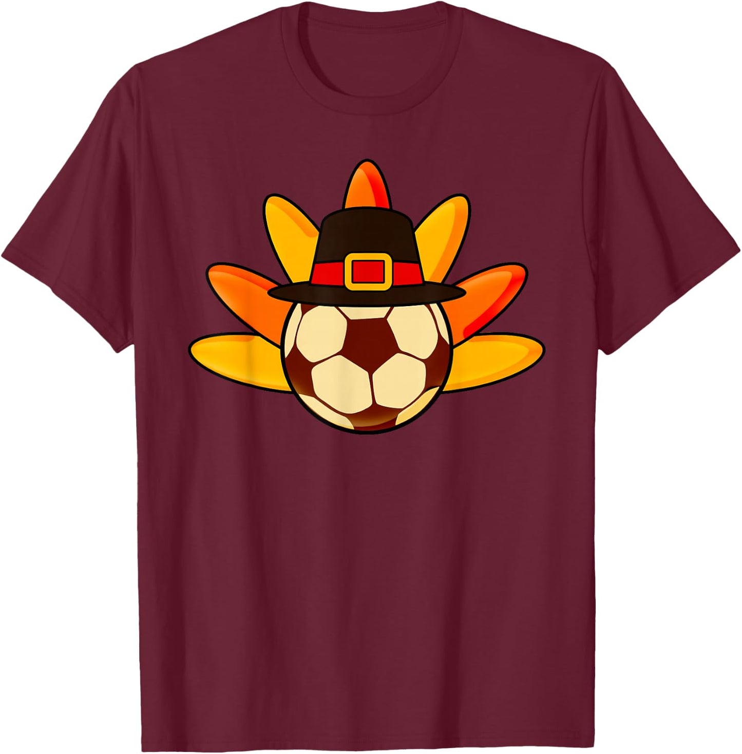 Cute Turkey Soccer Ball for Toddler Soccer Thanksgiving Day T-Shirt - T-Shirt | Maroon