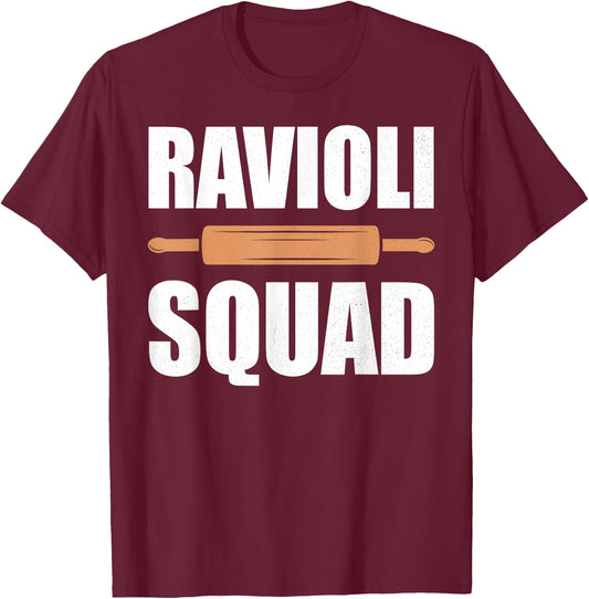 Ravioli squad, rolling pin, matching group, baking crew team T-Shirt - T-Shirt | Maroon
