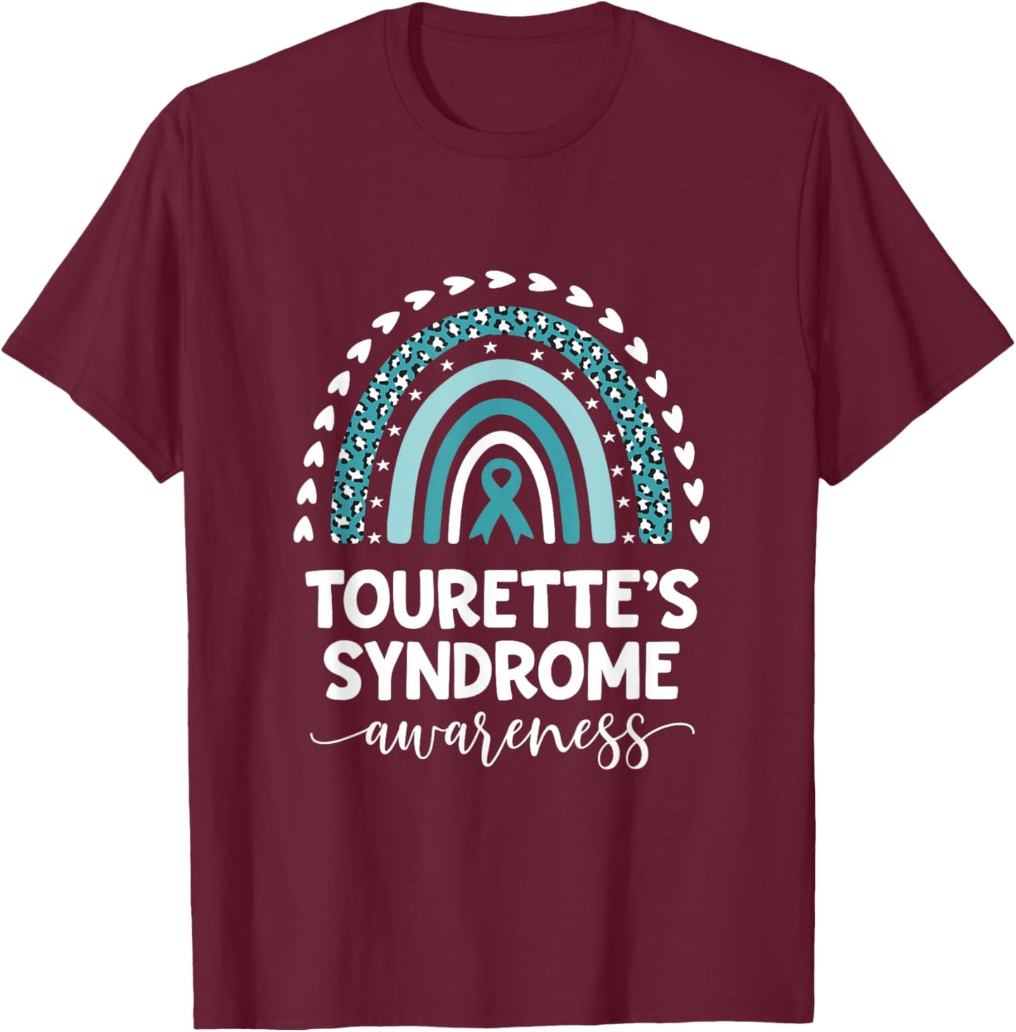 Tourettes Syndrome Support Love Cure Tourettes Awareness T-Shirt - T-Shirt | Maroon