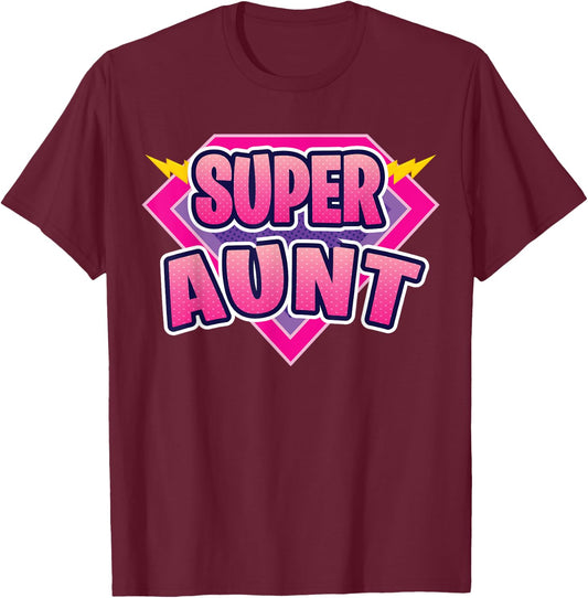 Super Aunt Superhero Grandmother Comic Book Funny Matching T-Shirt - T-Shirt | Maroon