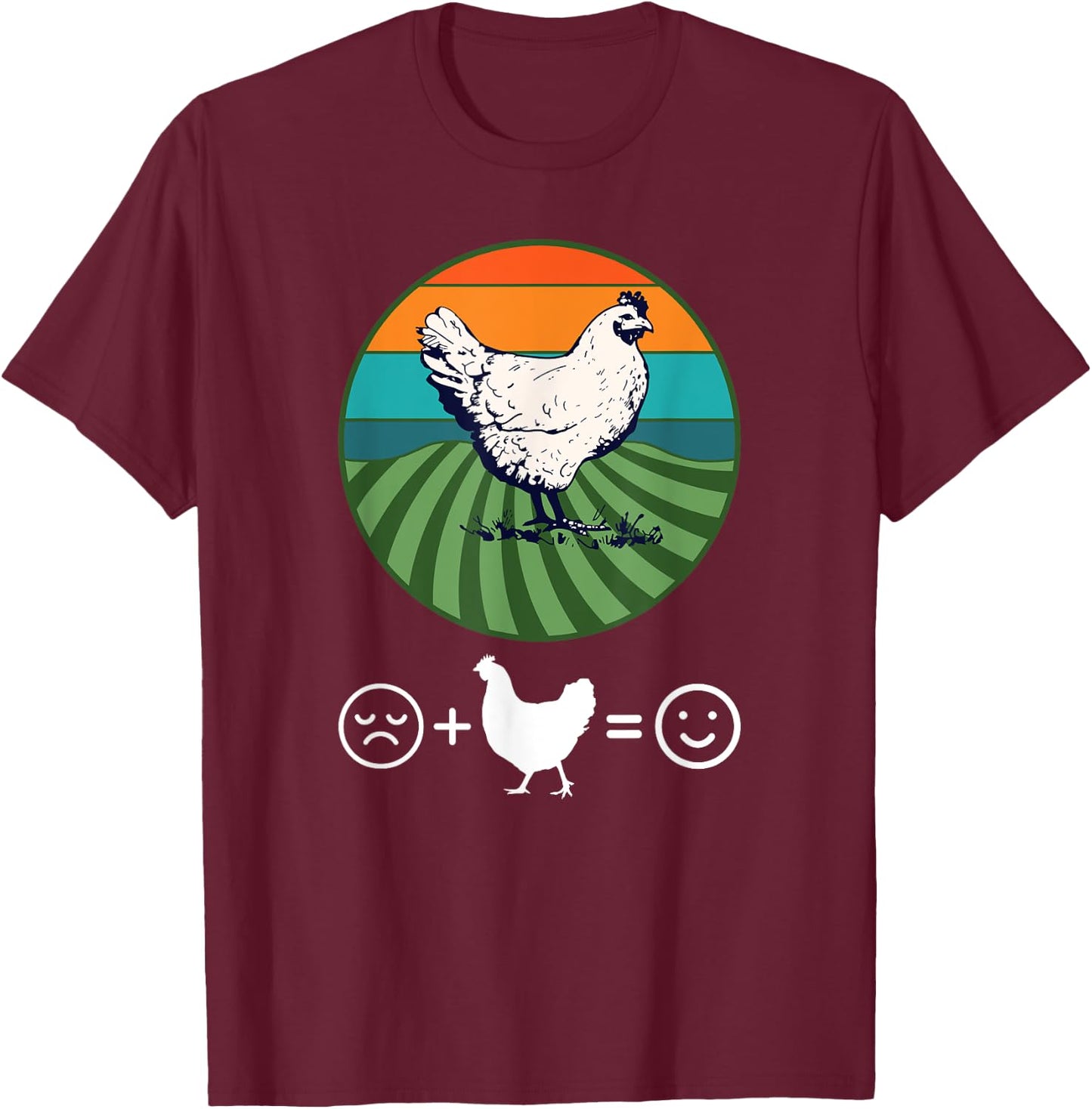 Chickens Make Me Happy T-Shirt - T-Shirt | Maroon