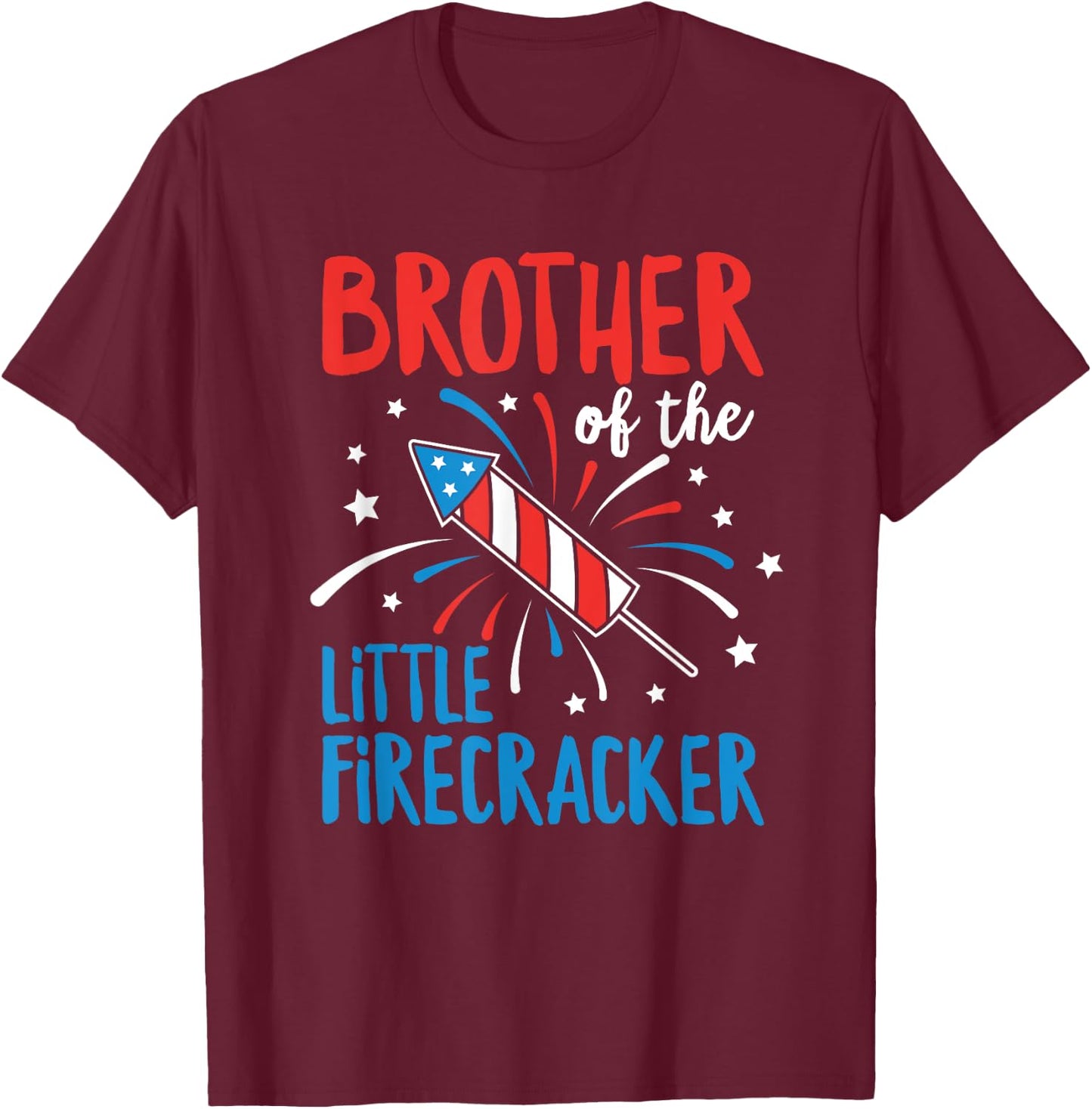 Big Brother Of The Little Firecracker Pregnancy Announcement T-Shirt - T-Shirt | Maroon