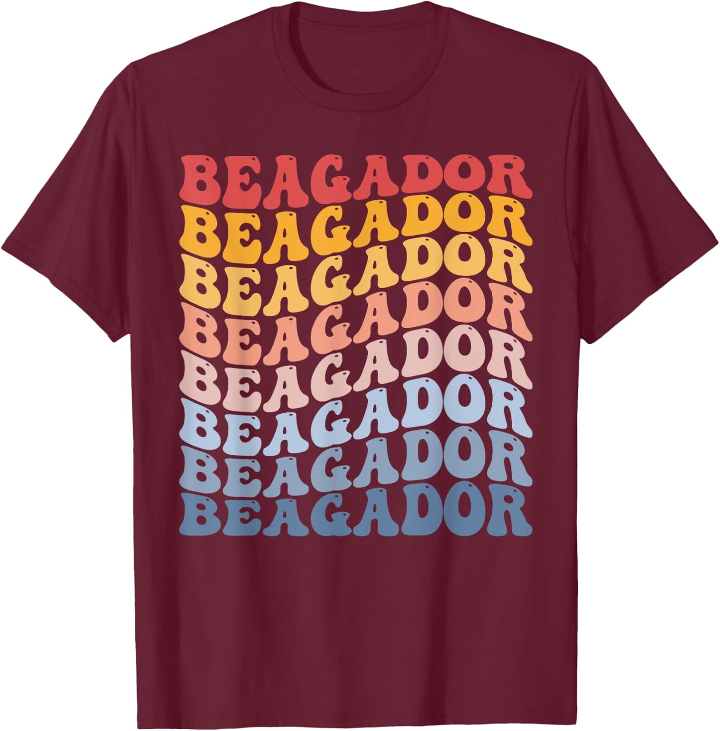Beagador Groovy Retro T-Shirt - T-Shirt | Maroon