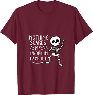 Funny Payroll Halloween Human Resources Dancing Skeleton V-Neck T-Shirt - T-Shirt | Maroon