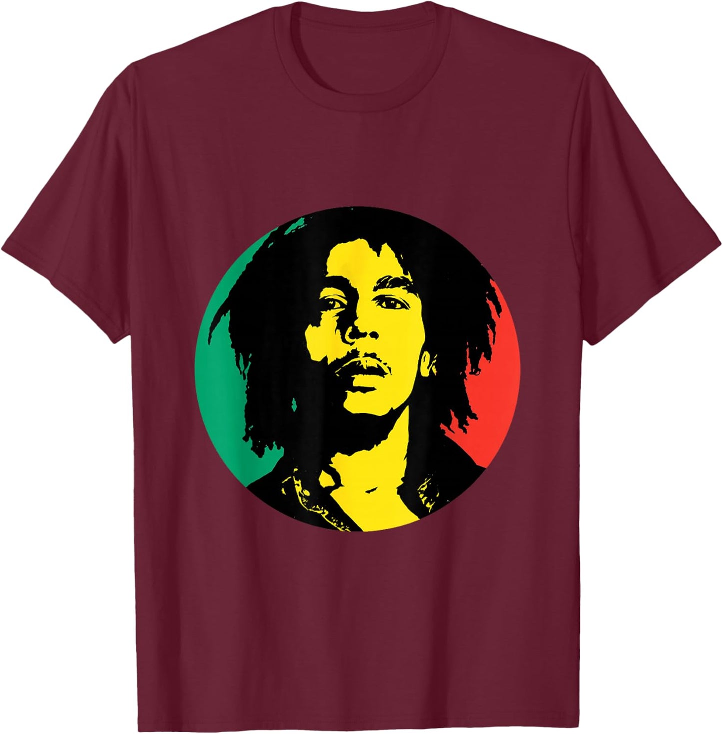 Bob Marley Rasta Circle T-Shirt - T-Shirt | Maroon