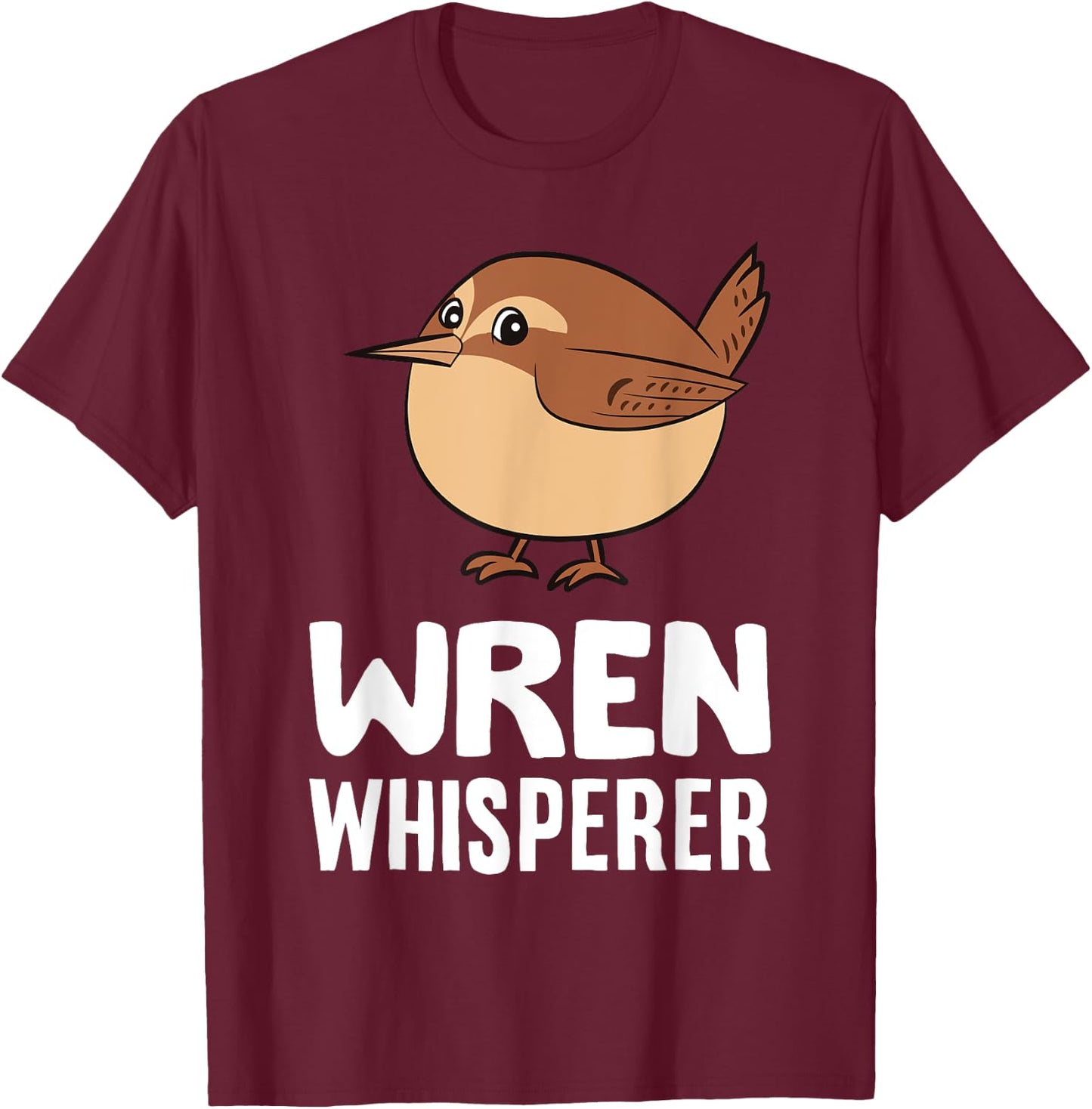 Cute Wren Bird Gifts And Wren Whisperer -Adults & Kids Black Cartoon Small T-Shirt - T-Shirt | Maroon