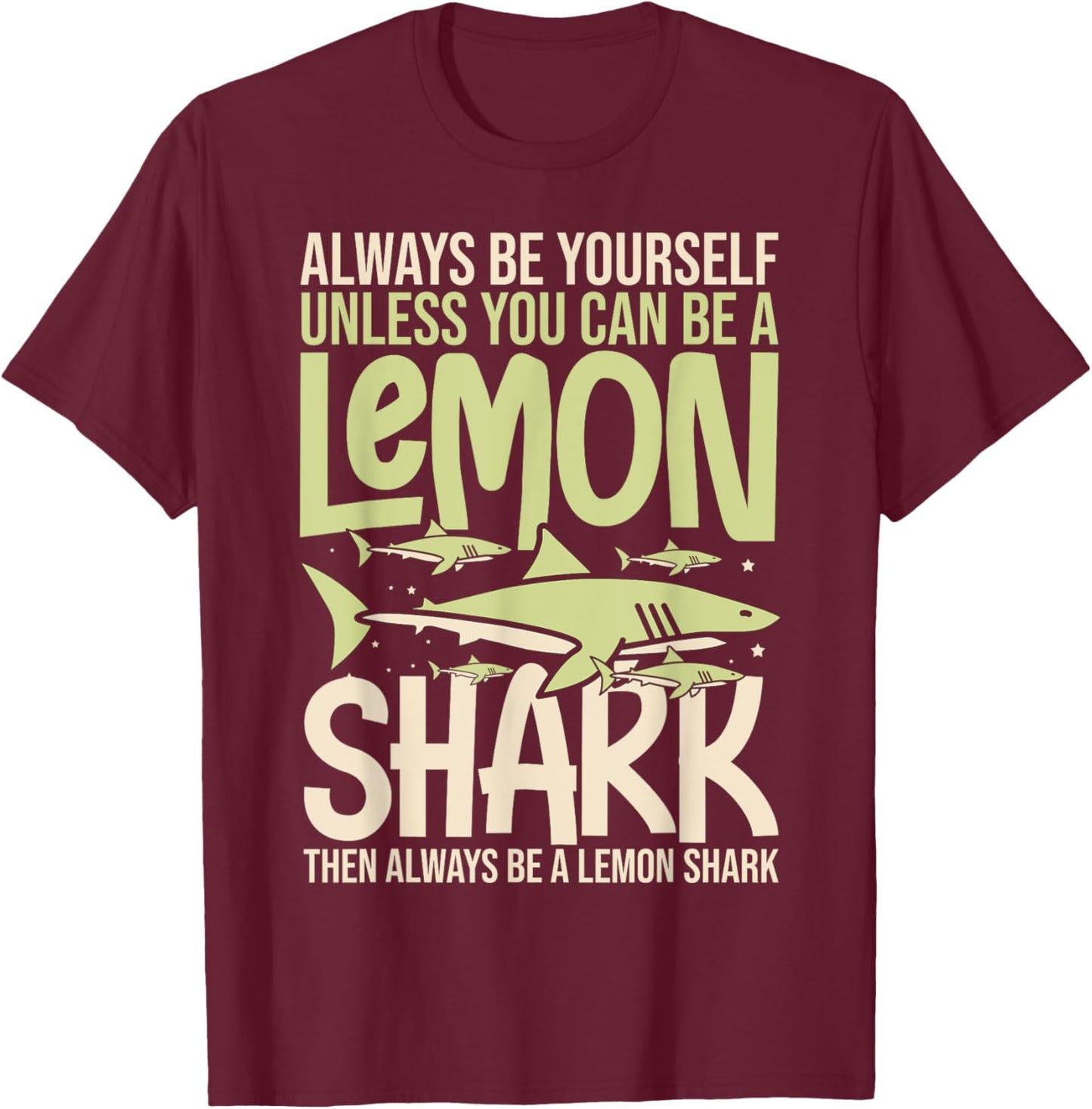 Lemon Shark Animal Tooth Funny Ocean T-Shirt - T-Shirt | Maroon