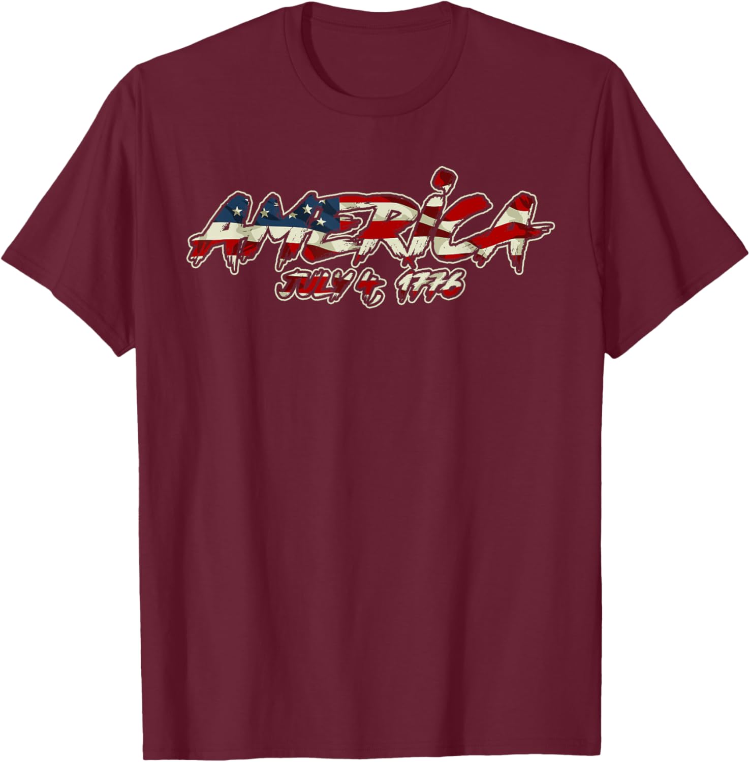 America July 4 1776 4th Of July USA Flag Patriotic American Men T-Shirt - T-Shirt | Maroon