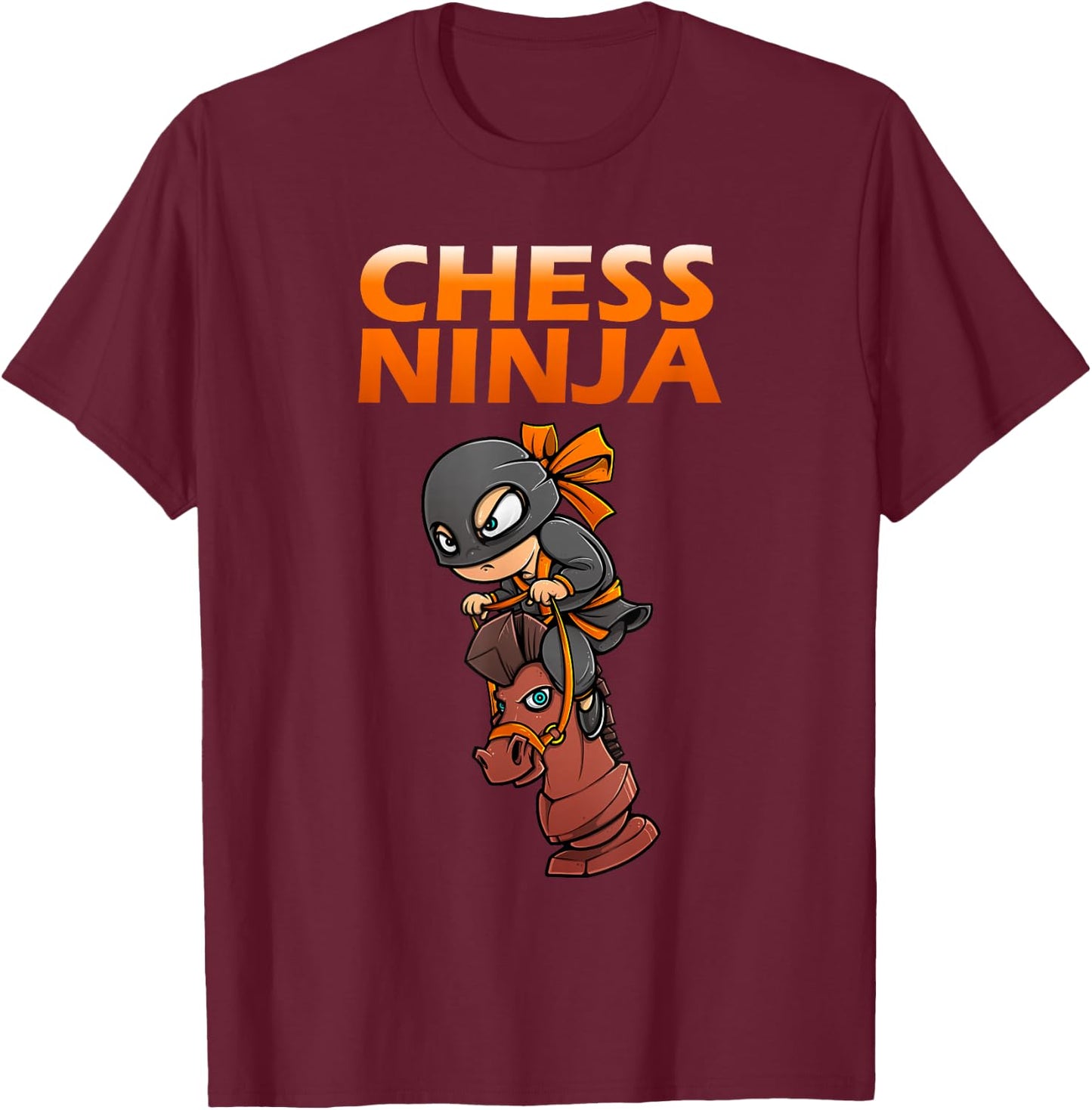 Chess Ninja Art for Kids Boys Girls Chess Player Chess Lover T-Shirt - T-Shirt | Maroon