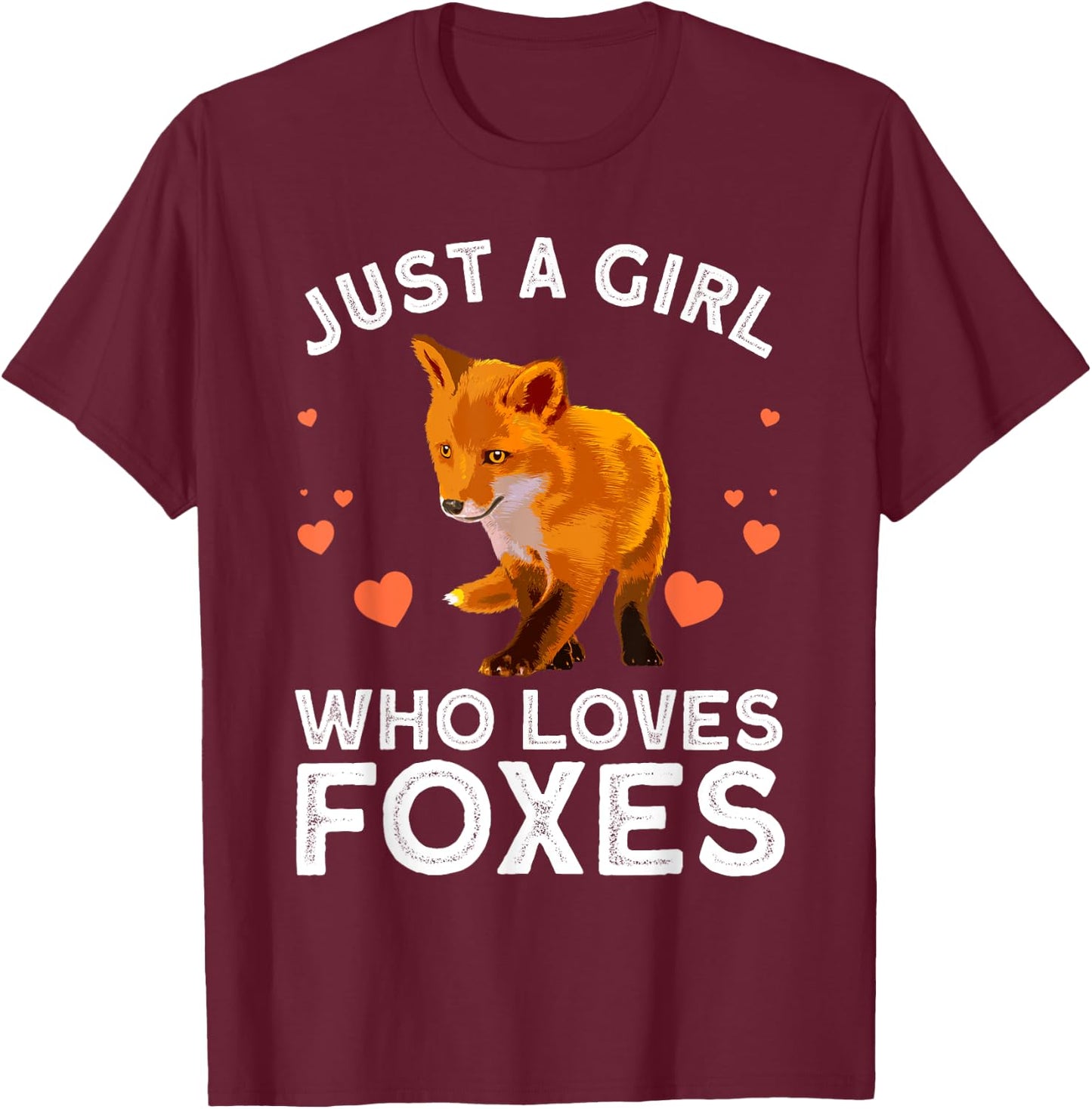 Cute Fox Design Girls Vulpes Animal Fox Lovers T-Shirt - T-Shirt | Maroon