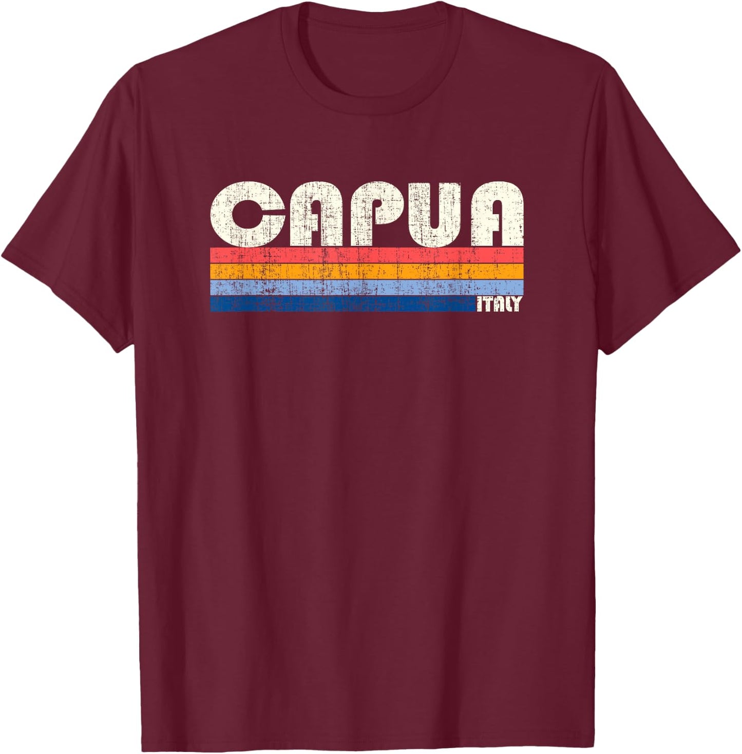 Capua, Italy Retro 70s 80s Style T-Shirt - T-Shirt | Maroon