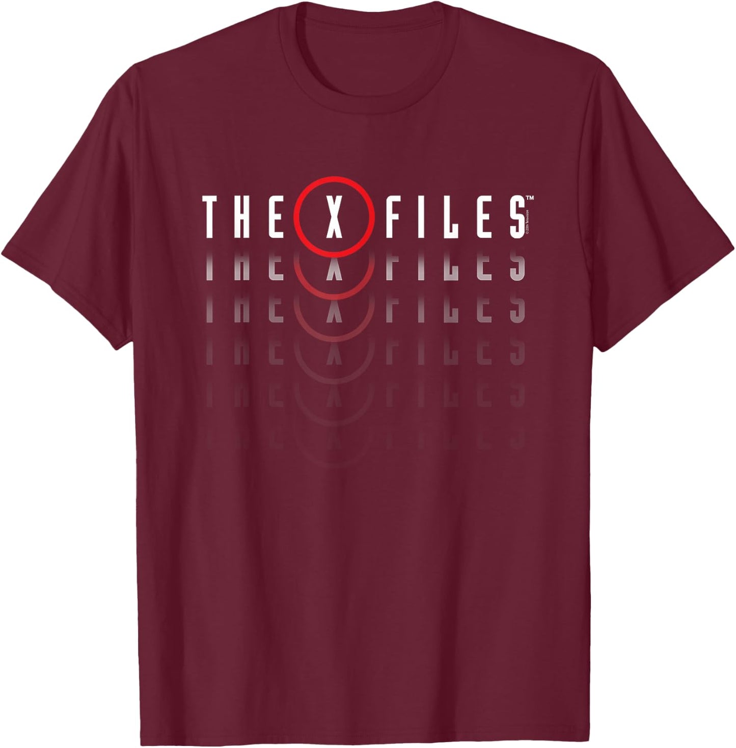 X-Files Repeating Logo Vintage Supernatural 90's TV Show T-Shirt - T-Shirt | Maroon