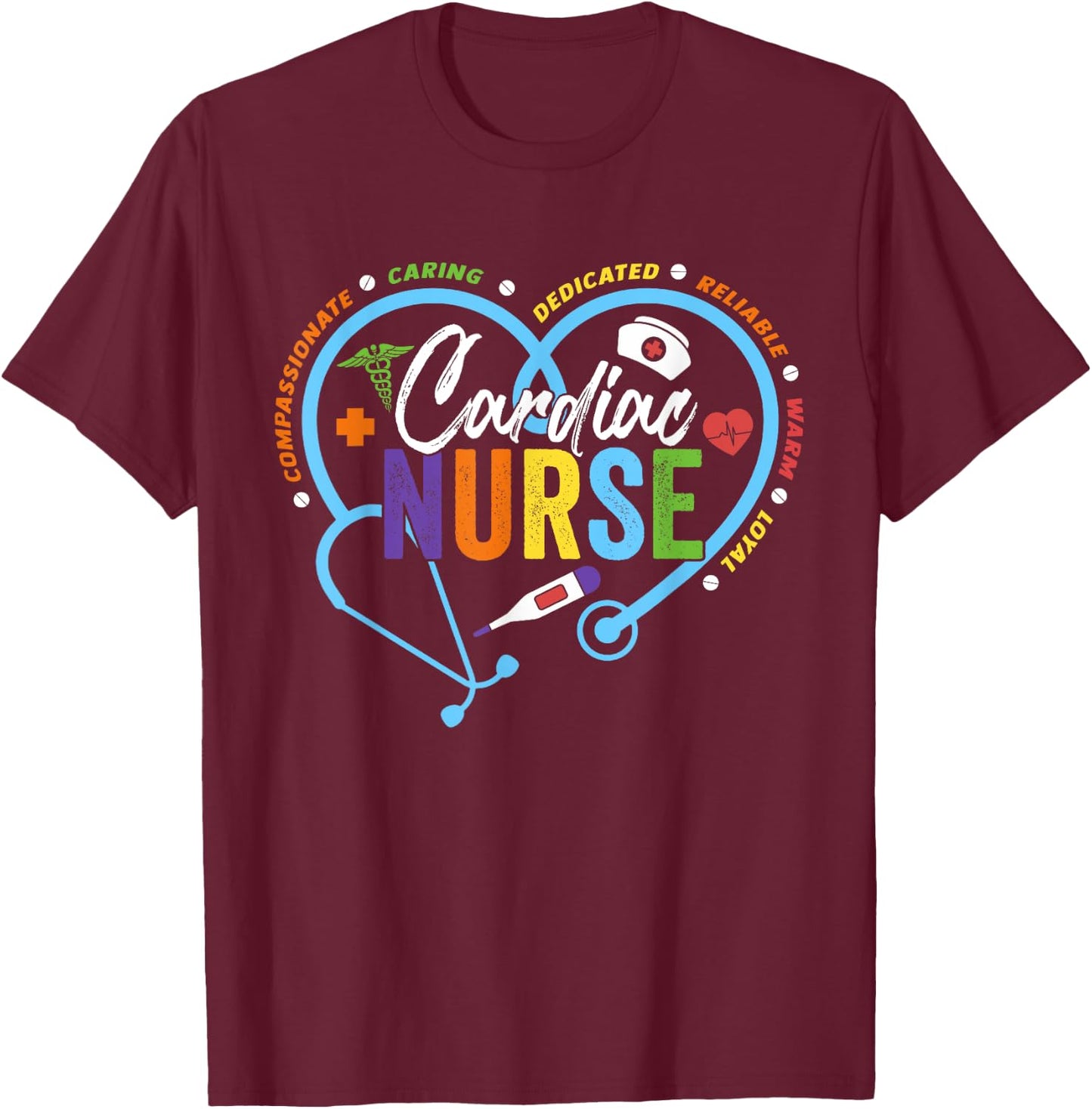 Cardiac Nurse Shirt Cardiology Nurse Cardiologist T-Shirt - T-Shirt | Maroon