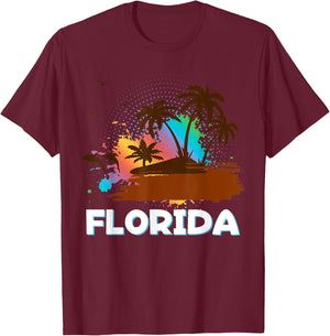Florida Beach Vacation Art Ocean Lovers Florida Family Trip T-Shirt - T-Shirt | Maroon