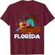 Florida Beach Vacation Art Ocean Lovers Florida Family Trip T-Shirt - T-Shirt | Maroon