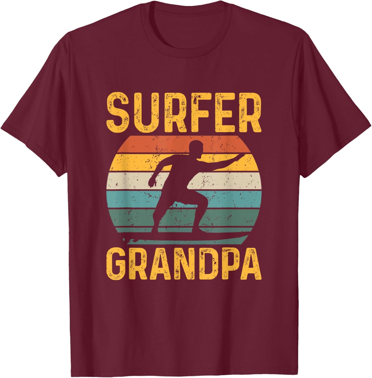 Vintage Surfer Grandpa Retro Surfing Grandfather T-Shirt - T-Shirt | Maroon