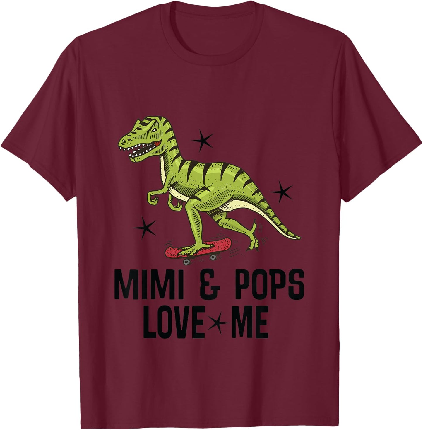 Kids Mimi and Pops Love Me Grandson Dinosaur T-Shirt - T-Shirt | Maroon